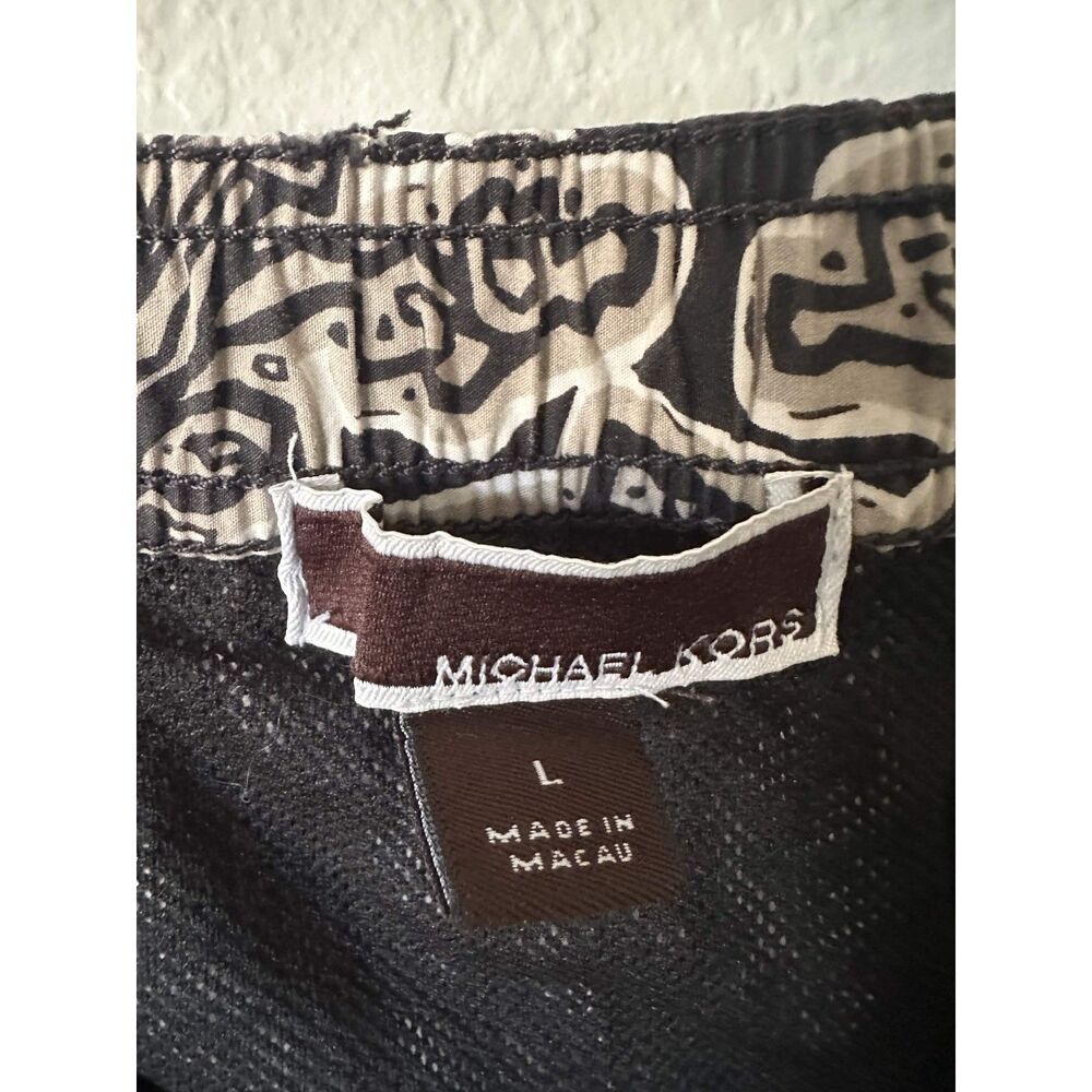 Michael Kors Men's L Dark Brown Paisley Swim Trunks 100% Cotton Mesh Lined Boho - Picture 3 of 8